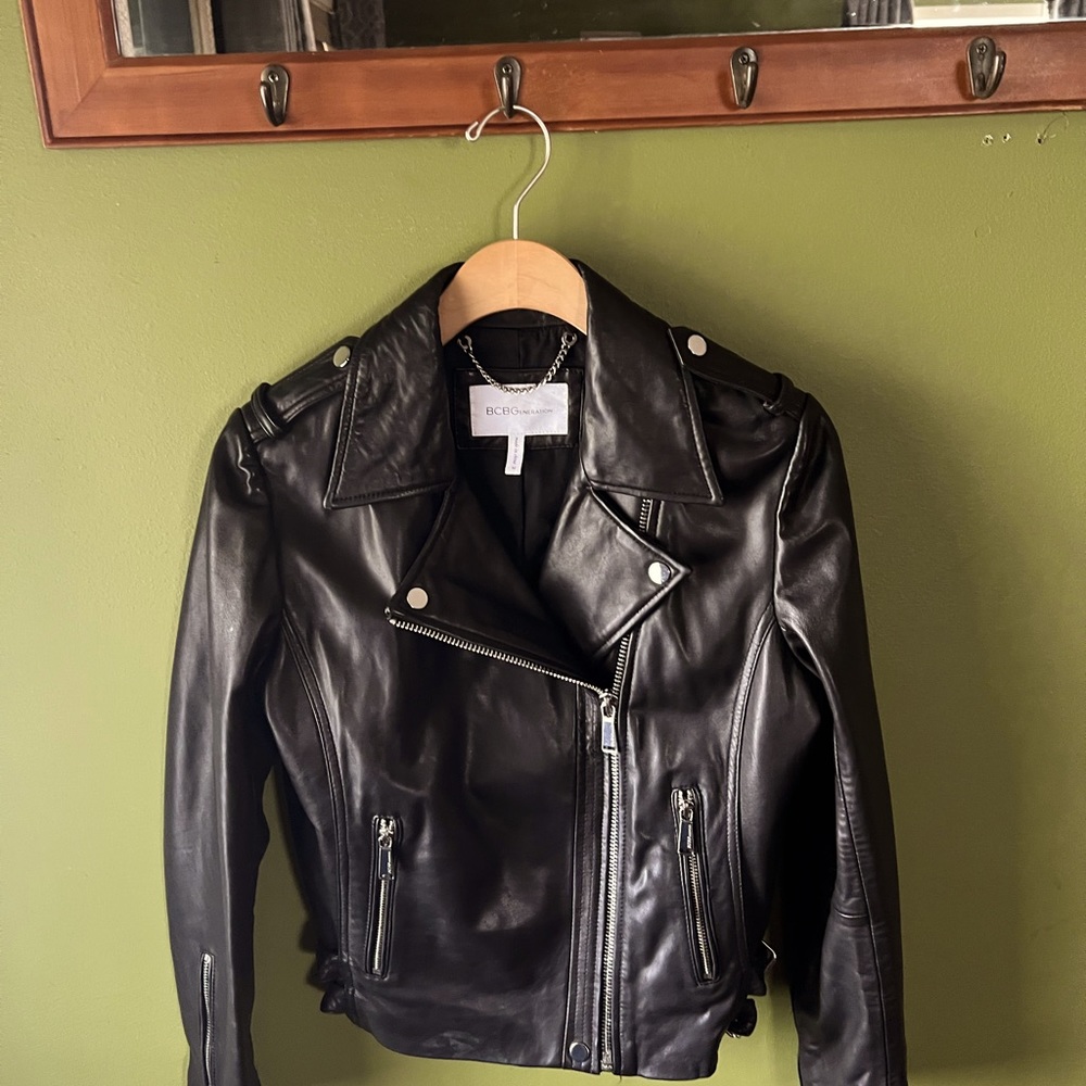 BCBG leather Moto jacket size medium
